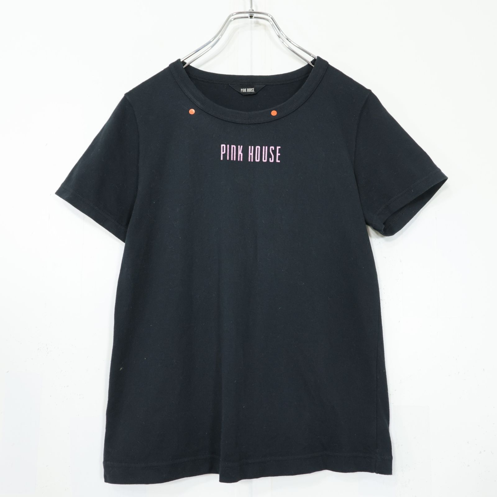 ピンクハウス☆ロゴT♪PINKHOUSE 半袖 カットソー Tシャツ 綿100% 黒系