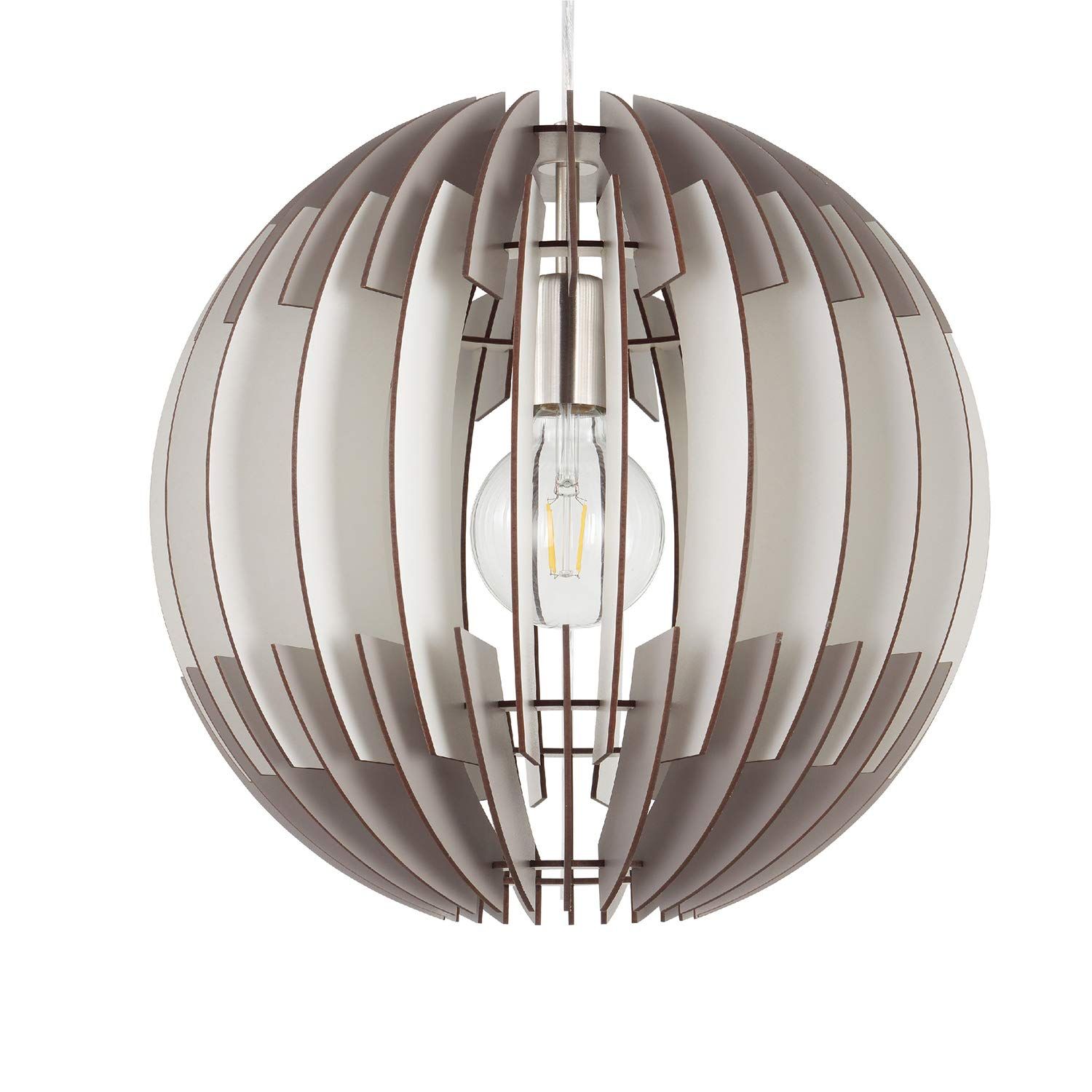 新品 EGLO LED ペンダントライト おしゃれ 北欧 木製 クラシック OLMERO 40cm 204428J インテリア照明 リビング ダイニング 寝室 シルバー/ホワイト 小 11,878円