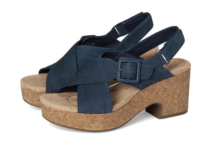 クラークス レディース シューズ ヒール Clarks Nerisa West Navy Nubuck ネイビー