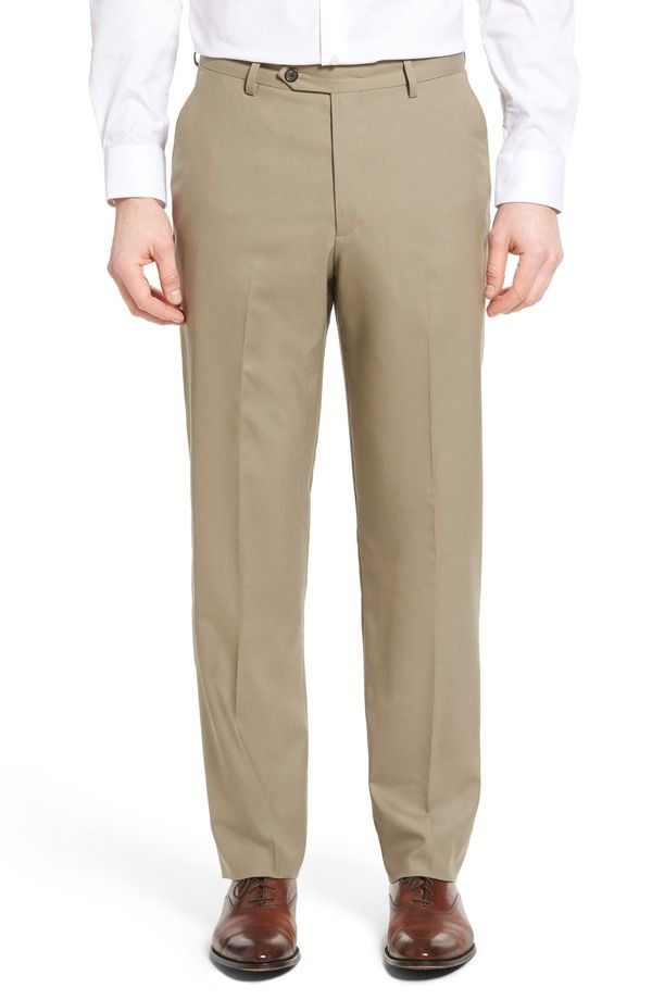 ベール メンズ ボトムス カジュアルパンツ Berle Lightweight Plain Weave Flat Front Classic Fitrousers Tan タン