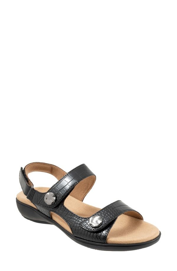 トロッターズ レディース シューズ ヒール サンダル Trotters Romi Croco Slingback Sandal Black ブラック
