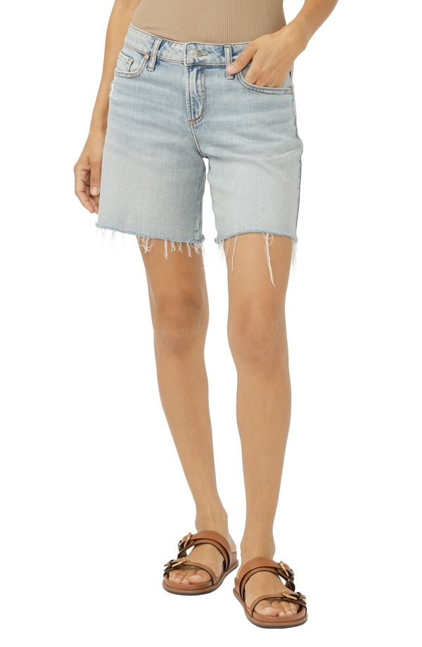 シルバー ジーンズ レディース ボトムス デニムパンツ ショートパンツ Silver Jeans Co Suki Raw Hemid Thigh Denim Shorts Palma デニム 17,610円