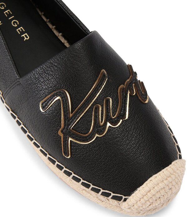 カートジェイガーロンドン レディース シューズ パンプス レザー ロゴ Kurt Geiger London Kurt Leather Logo Slip On Espadrille Flats Bl