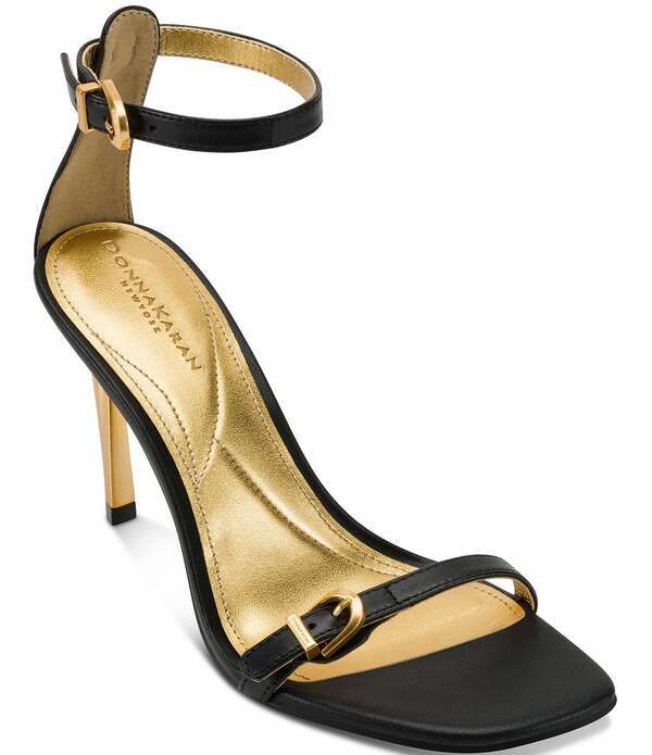 ダナキャラン レディース シューズ ヒール ラップワンピース サンダル アンクル レザー Donna Karan Pryce Leather Ankle Wrap Dressandals Black