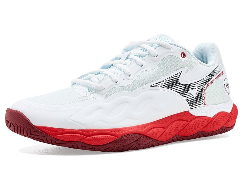 ミズノ メンズ シューズ スニーカー Mizuno Wavenforce Court AC WhiteFiery Red ホワイト