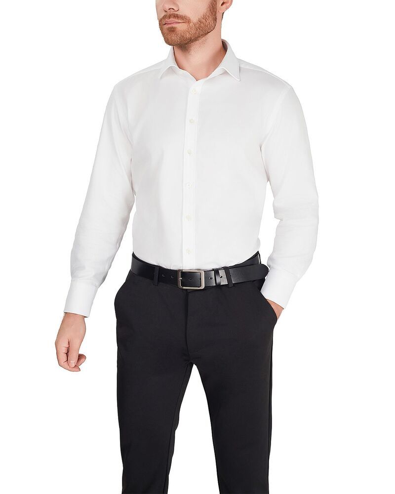 トーマスピンク メンズ トップス シャツ Thomas Pink Fly Front French Cufformal Diagonal Textured Solidresshirt White ホワ