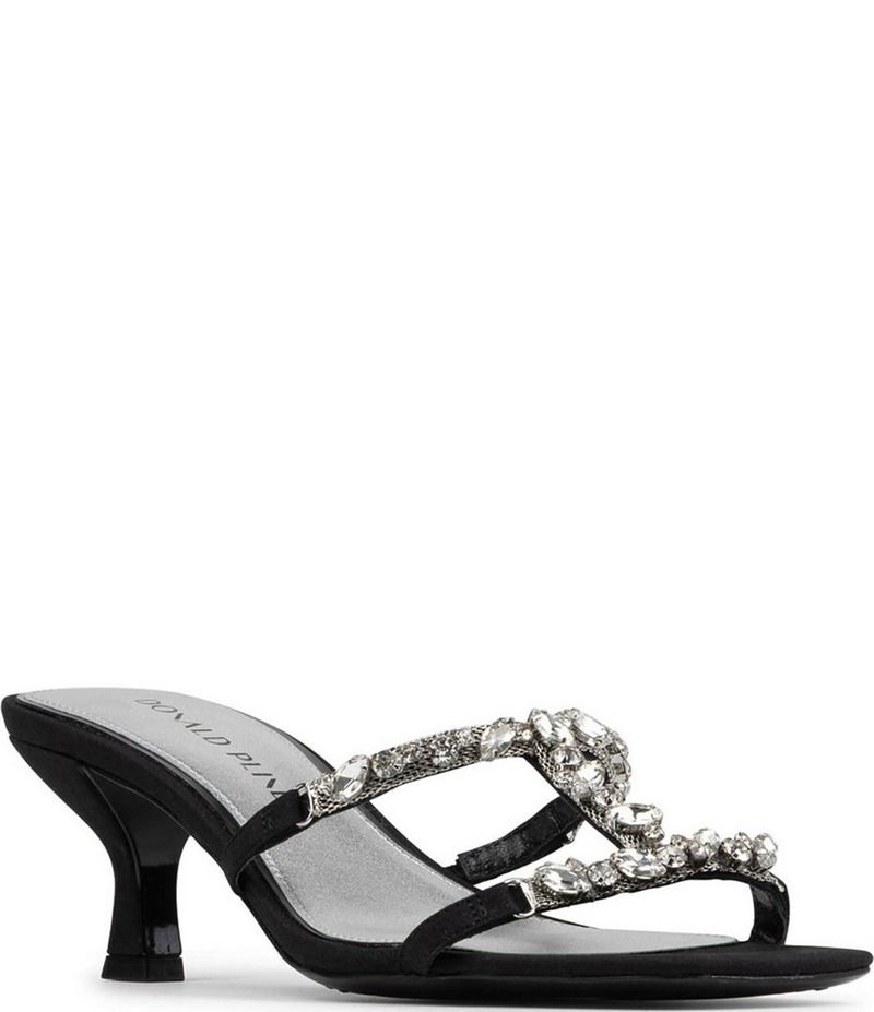 ドナルドプリネール レディース シューズ サンダル サテン Donald Pliner Griffon Satin Jewel Ornamented Dress Slide Sandals Black