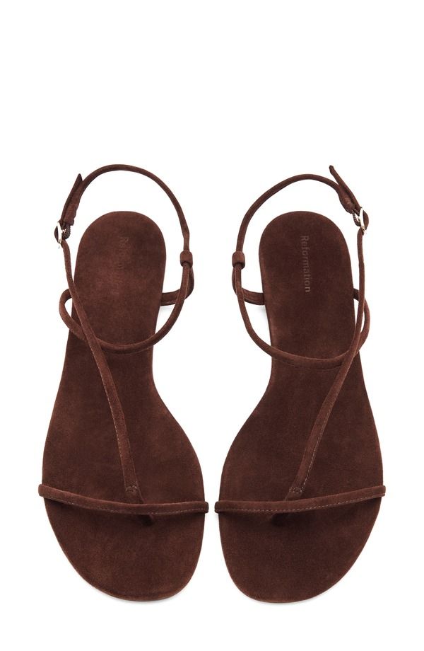 リフォーメーション レディース シューズ サンダル Reformation Pina Flat Sandal Espresso Suede リフォーメーション レディース シューズ サンダル Reformation Pina Flat Sandal Espresso Suede