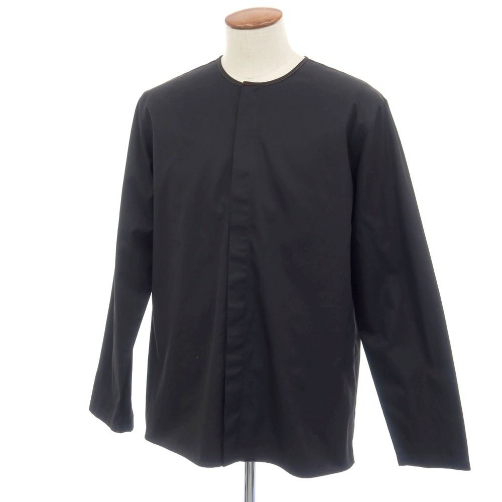 【中古】ジルサンダー JIL SANDER コットン 比翼仕立て ノーカラー カジュアルシャツ ブラック【サイズ39】【メンズ】