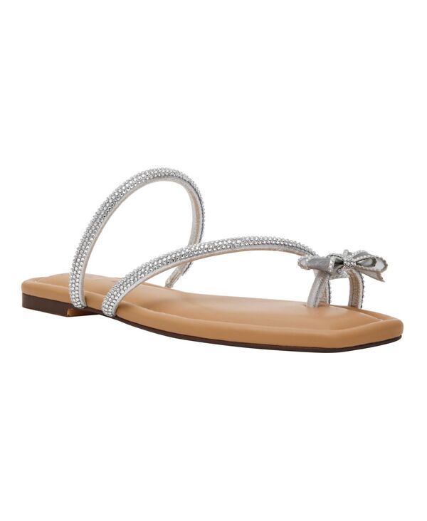 ワイルド ペアー レディース シューズ サンダル Wild Pair Womens Eliana Rhinestone Bow Flat Sandalsilver Metallic シルバー