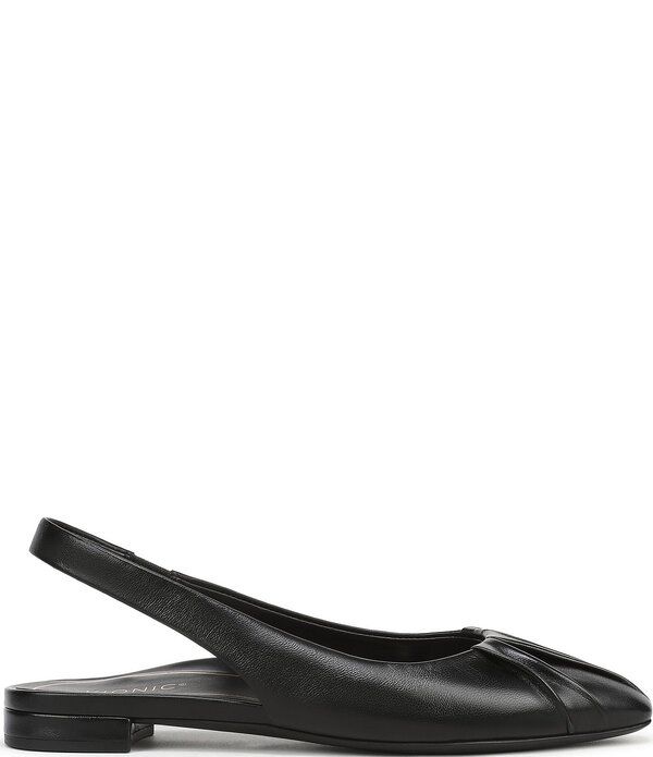 バイオニック レディース シューズ パンプス ギャザー レザー Vionic Gabriela Leatheruched Slingback Dress Flats Black ブラック