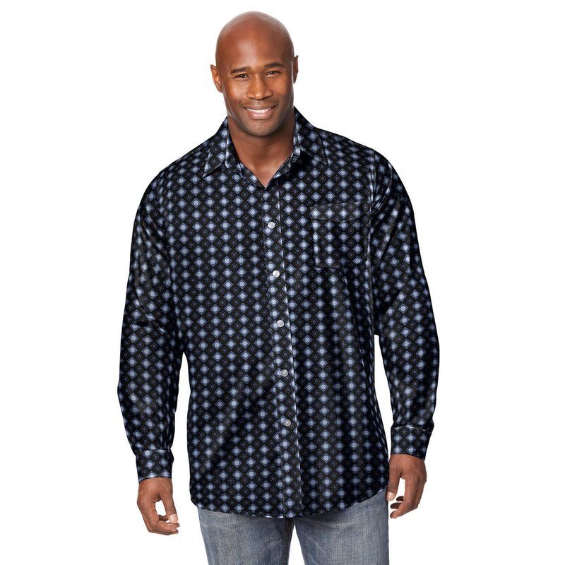 キングサイズ レディース トップス Tシャツ トール KingSize Mens Big Tall The NoTuck Casual Shirt Black Geo ブラック