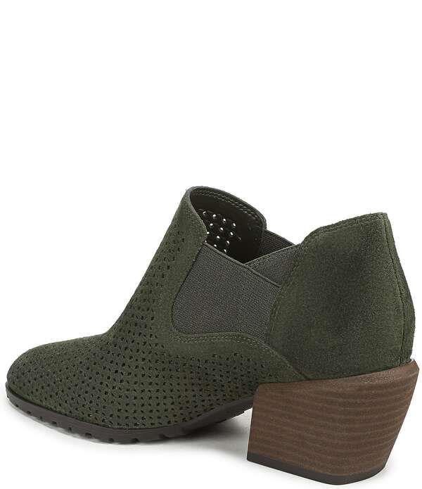 バイオニック レディース シューズ ブーツ・レインブーツ スエード ヒール Vionic Bethany Perf Suede Stacked Heel Booties Olive Moss オリーブ
