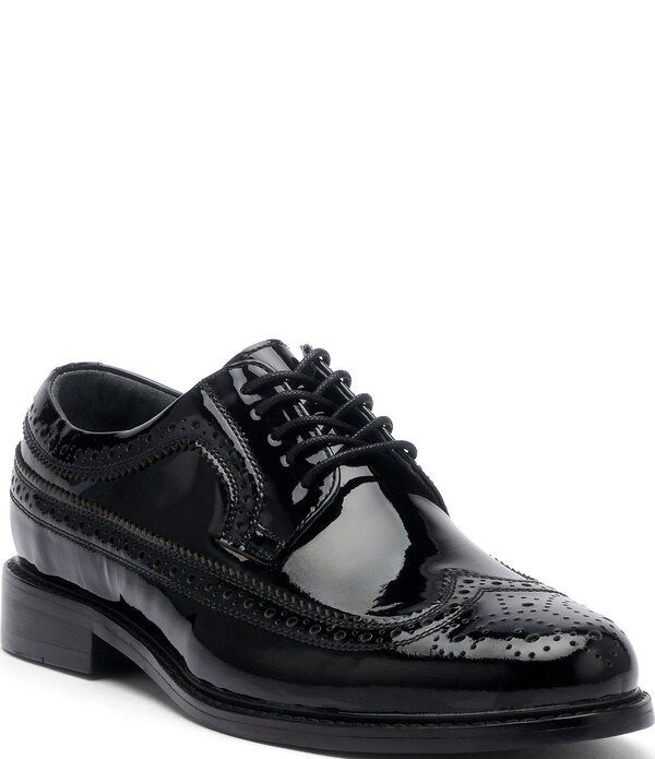 マークノーラン メンズ シューズ オックスフォード レザー Marc Nolan Mens Alistair Patent Leather Longwing Oxfords Black ブラック