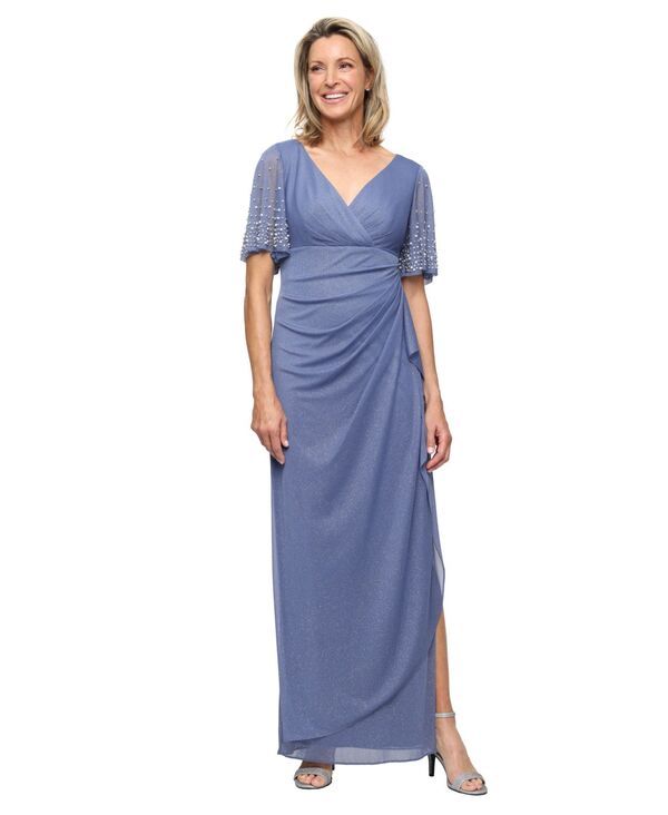 アレックスイブニングス レディース トップス ワンピース Vネック エンパイア Alex Evenings Womens Empire Waist VNeck Gown Dusty Blue ブルー