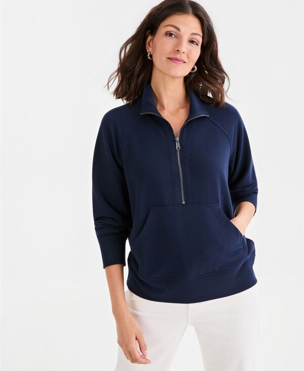 スタイルアンドコー レディース アウター パーカー・スウェット パイル シャツ Style Co Womens LuxLounge French Terry HalfZip Sweatshirt In