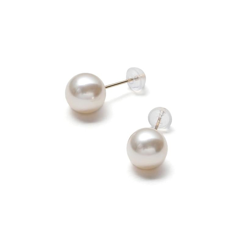[VOTRE COUTURE] 高級国産 パールピアス グランプレミアム 選べるカラー4種 パール 真珠 6mm 8mm 10mm チタン ゴールド K10YG K18YG (クリームホワイト×K10(イエローゴールド), 6mm)