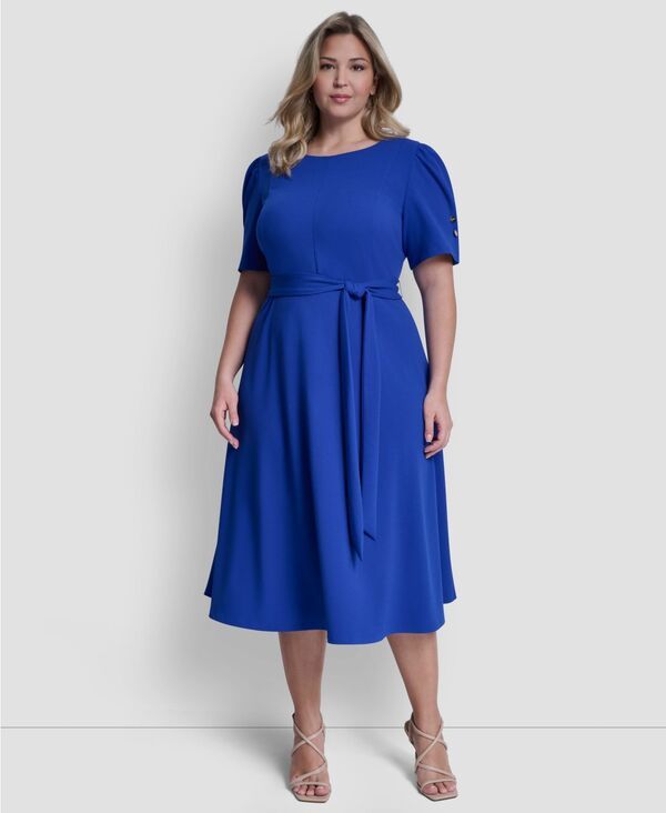 ダナ キャラン ニューヨーク レディース トップス ワンピース ミディ 半袖 DKNY WomenshortSleeve Jewel Neck Midi Dress Atlantic Blue ブルー