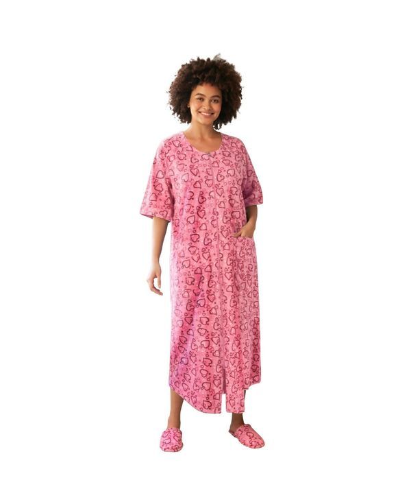 ドリームスアンドコー レディース アンダーウェア ナイトウェア プラスサイズ プチ パイル Dreams Co Petite Plus Long French Terry ZipFront Robe
