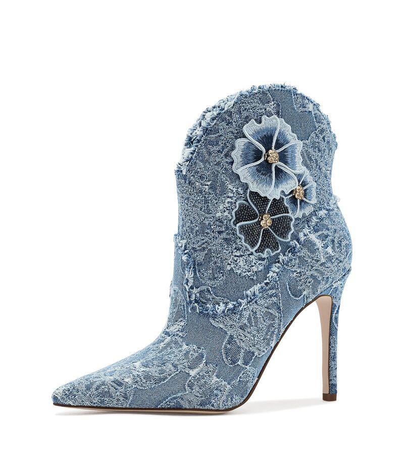 ジェシカシンプソン レディース シューズ ブーツ・レインブーツ フラワー柄 Tシャツ デニム フラワー Jessica Simpson Plitee 3D Floral Denim Bootie Me