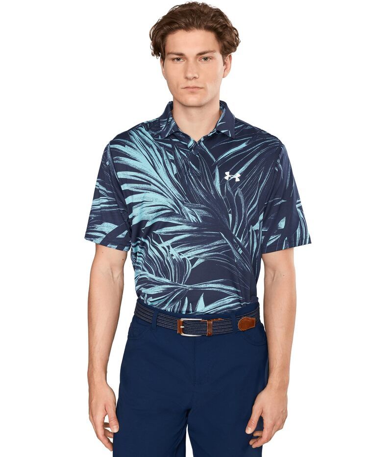 アンダーアーマー メンズ トップス シャツ プリント Under Armour Golf Matchplay Printed Golf Polo Midnight NavyBlue HazeWhite