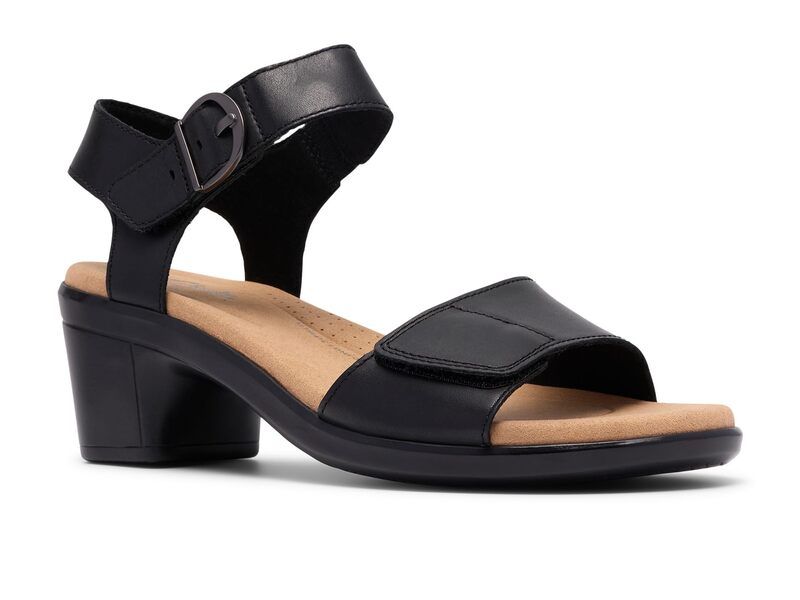 クラークス レディース シューズ ヒール Clarks Emily 2 Amanda Black Leather ブラック
