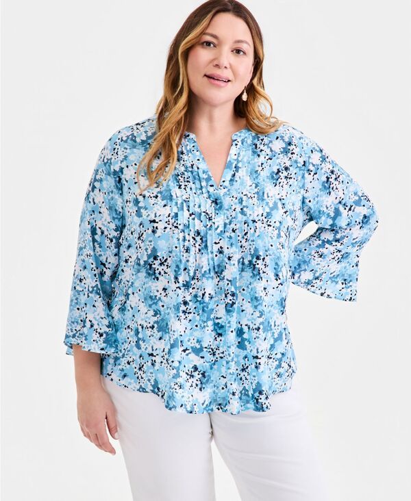 スタイルアンドコー レディース トップス シャツ プリント フリル Style Co Womens Printed Ruffle Sleeve Top Wynn Floral River