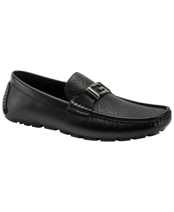 ゲス メンズ シューズ スリッポン・ローファー GUESS Mens Ayova Dress Driving Loafers Black Logo ブラック