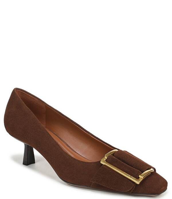 フランコサルト レディース シューズ ヒール スエード Franco Sarto Rainey Suede Buckle Strap Snip Toe Kitten Heel Pumps Brown