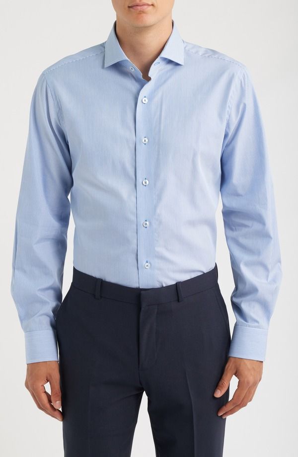 ロレンゾウオモ メンズ トップス シャツ トール コットン Lorenzo Uomo Trim Fit Pinstripe Cotton Dresshirt Big Regular Tall WHIT 28,656円