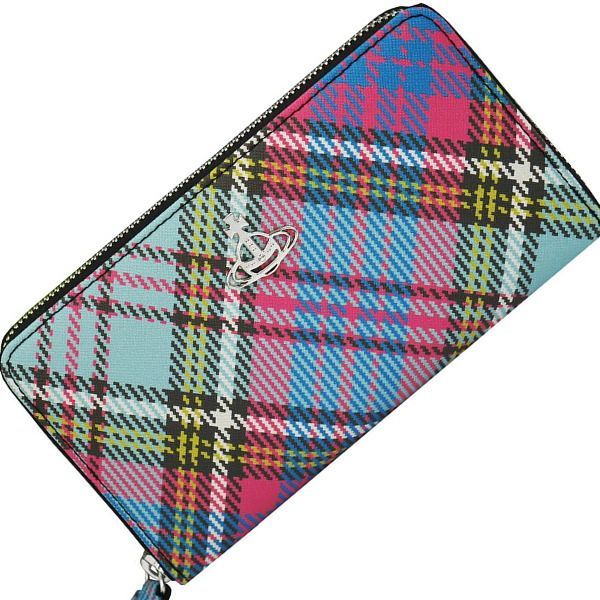 Vivienne Westwood ヴィヴィアン・ウエストウッド ラウンドジップ財布 イタリー製 51050023-S000V BIOGREEN SAFFIANO PRINTED O102 McANDY Tartan