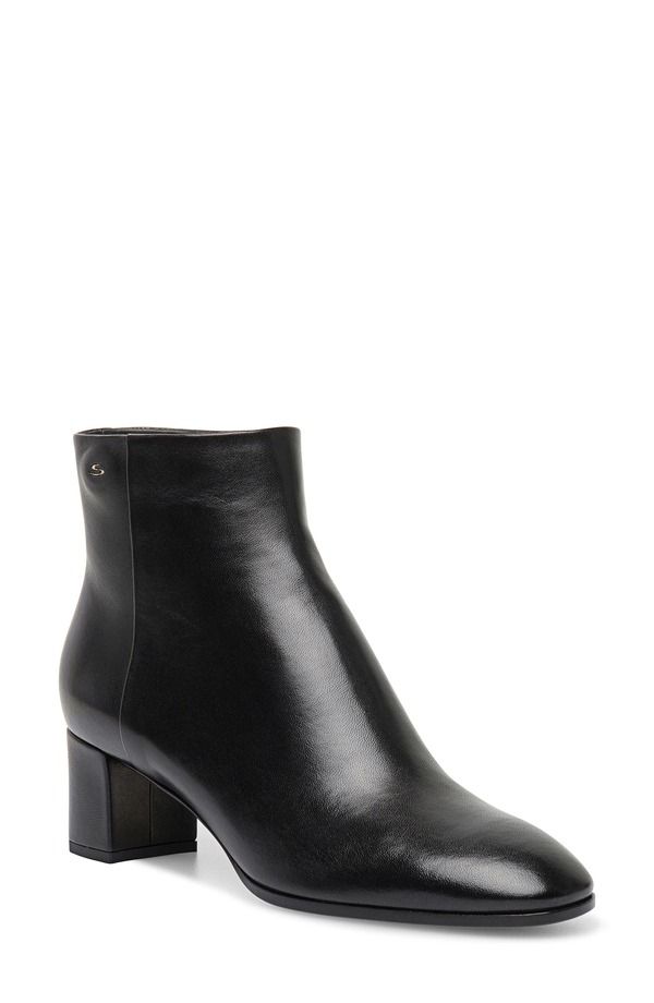 サントーニ レディース シューズ ブーツ・レインブーツ アンクル レザー ヒール Santoni Womens leather midheel ankle boot Women BLACKN01 ブラ