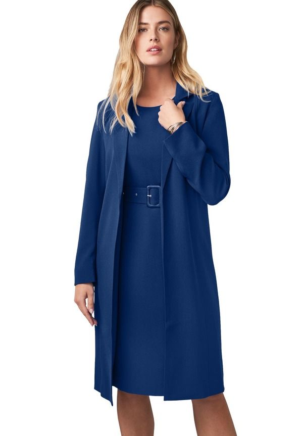 ジェシカロンドン レディース トップス ワンピース プラスサイズ ジャケット Jessica London Belted Jacket Dress Plus Regular EVENING BLUE