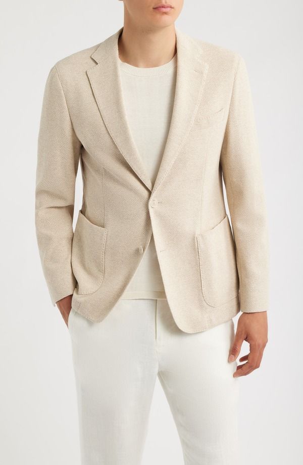 ボス メンズ アウター ジャケット・ブルゾン スリムフィット コットン コート ニット BOSS Hanry Slim Fit Knit Cotton Blend Sport Coat OPEN BE