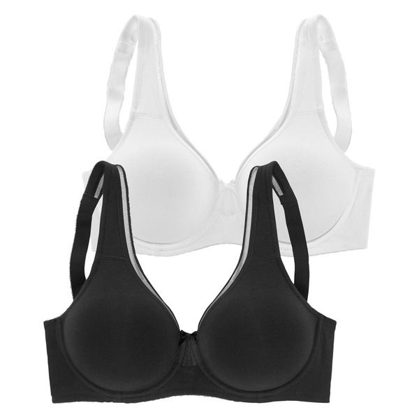 ラスカーナ レディース トップス Tシャツ ミニ LASCANA 2 Pk Minimizer Underwire TShirt Bras Black White ホワイト