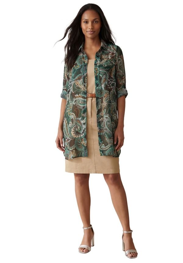 ジェシカロンドン レディース トップス シャツ ジョーゼット プラスサイズ シアー Jessica London Sheer Georgette Mega Tunic Plus Regular FRO