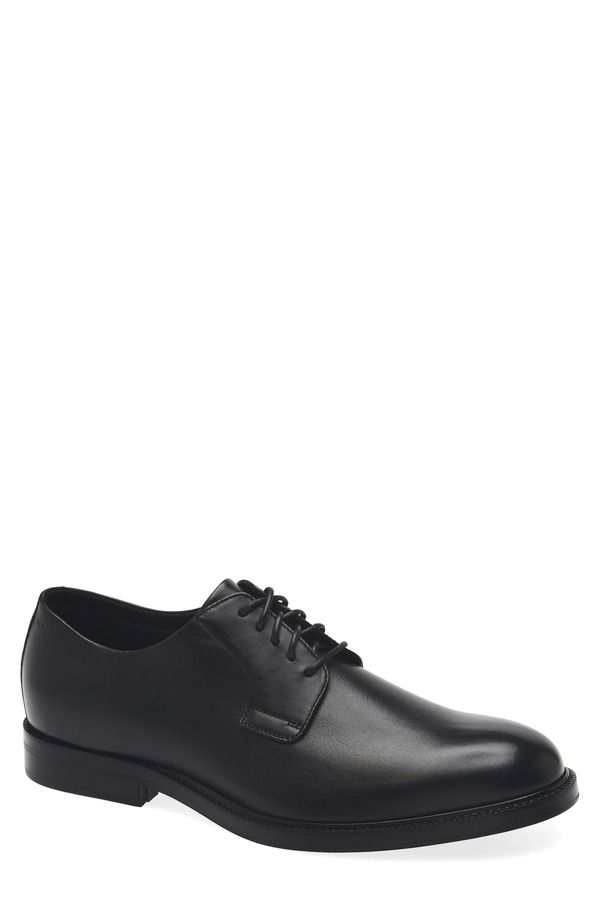 ボス メンズ シューズ ダービー レザー BOSS Dresletic Leather Plain Toe Derby Men BLK