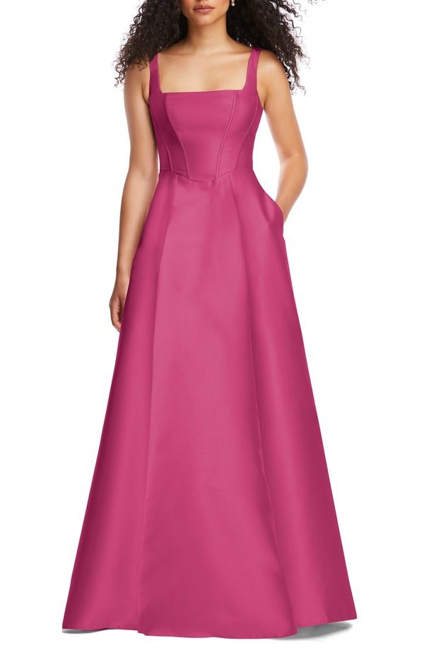 アルフレッド レディース トップス ワンピース プラスサイズ サテン Alf red Sung Corset Satin Gown Plus Regular TEA ROSE