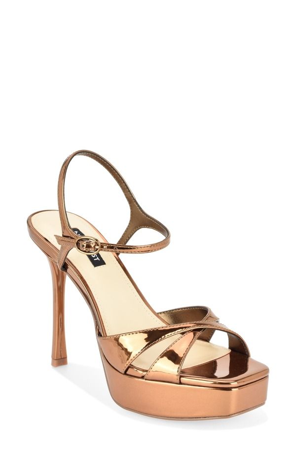 ナインウェスト レディース シューズ ヒール プラットフォーム サンダル アンクル Nine Westates Ankle Straplatform Sandal Women BRONZE