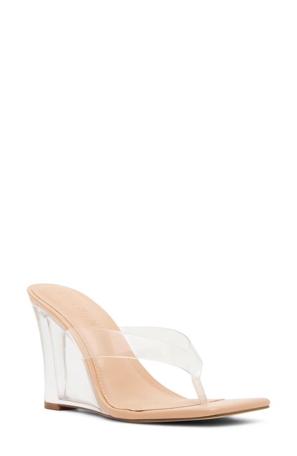 スティーブ マデン レディース シューズ サンダル Steve Madden Katrine Wedge Flip Flop Women CLEAR