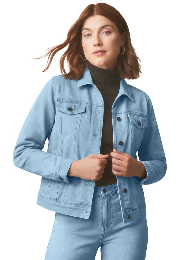 ジェシカロンドン レディース ボトムス デニムパンツ プラスサイズ コットン ジャケット Jessica London Classicotton Denim Jacket Plus Regular L