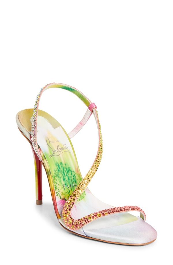 クリスチャン・ルブタン レディース シューズ スニーカー サンダル Christian Louboutin Rosa Z Crystal Embellished Slingback Sandal Wo