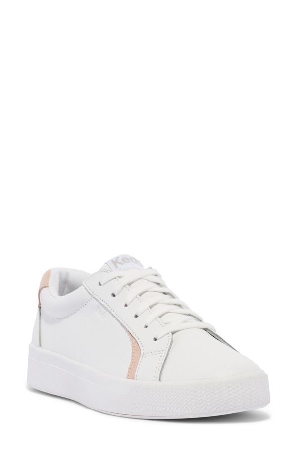 ケッズ レディース シューズ スニーカー Keds Pursuit Low Top Sneaker Women WHITE LIGHT PINK LEATHER ホワイト