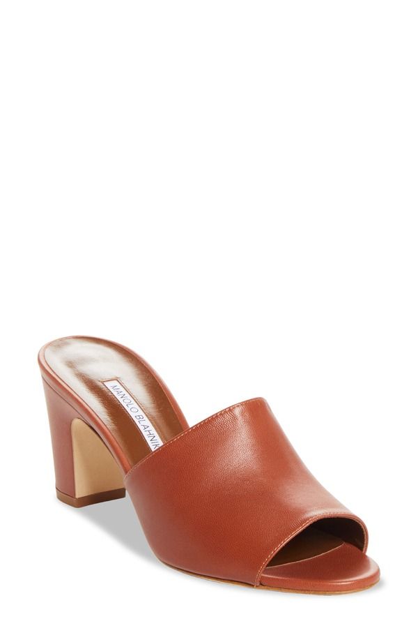 マノロ ブラニク レディース シューズ スニーカー サンダル レザー Manolo Blahnik Rapallabar Leather Slide Sandal Women BROWN ブラウン