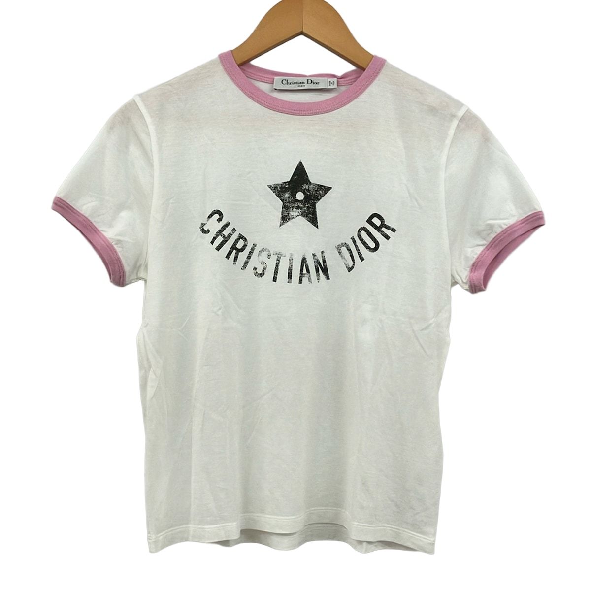 DIOR/ChristianDior(ディオール/クリスチャンディオール) 半袖Tシャツ サイズS レディース美品 - 543T07A4537 白×ピンク×黒 スター(星)