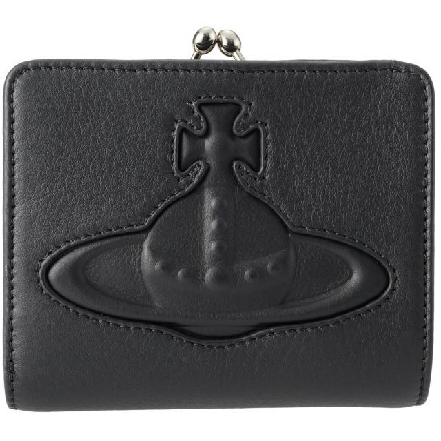 Vivienne Westwood ヴィヴィアンウエストウッド 三つ折り財布（小銭ガマ口）SMOOTH LEATHER INJECTED ORB 5115002ZW-L001S N401 BLACK