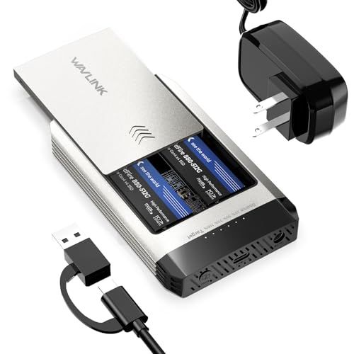 WAVLINK NVMeクローナー、20Gbps M.2デュプリケータ・デュアルベイ・オフラインクローン・ツール不要、放熱付きM.2クローナー、SSD PCIeサイズ2230/2242/2260/2280用エンクロージャ、NVMeおよびAHC 6424392a