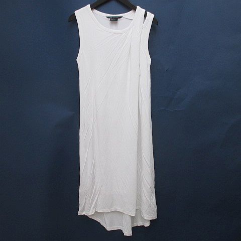 アルマーニエクスチェンジ A/X ARMANI EXCHANGE ノースリーブ ワンピース 膝丈 XS 白系 ホワイト ロゴ 金具 タック 裏地