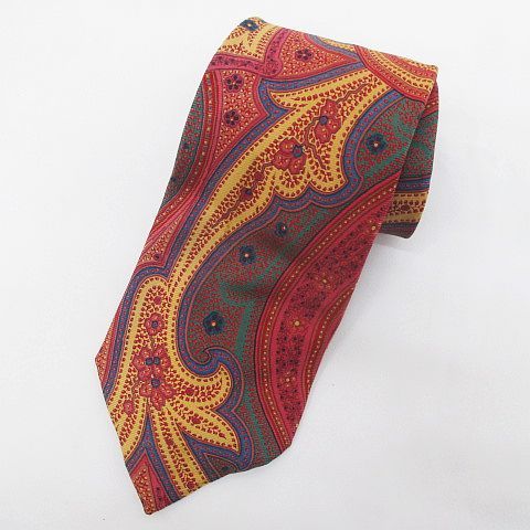 エトロ ETRO ペイズリー柄 シルク ネクタイ ピンクレッド系 イタリア製