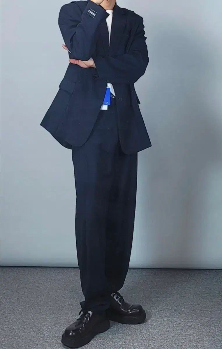 ADER ERROR アーダーエラー x ZARA ザラ テーパード トラウザー スラックス (ネイビー)